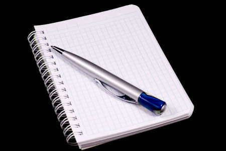 notebook on black backgroundの写真素材