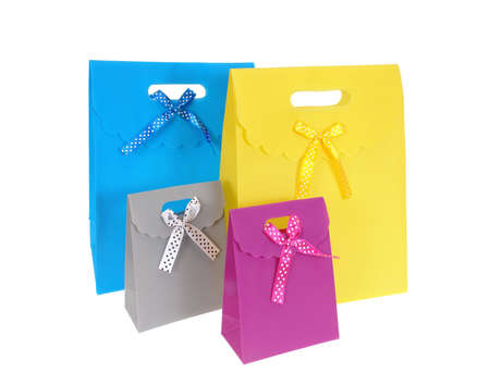 the multi-coloured package isolated on white background                                                   の写真素材