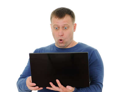 Surprised the man isolated on white background