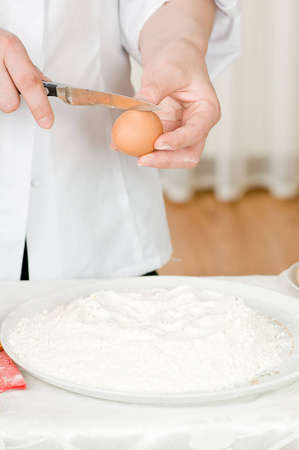 Preparation of food from eggs and other ingredientsの写真素材