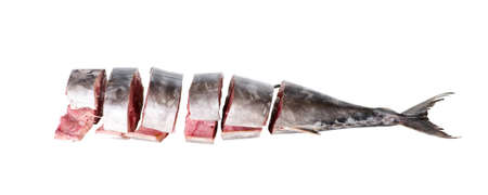 Stake from a tuna isolated on white backgroundの写真素材