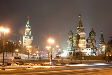 Moscow. Russia. Majestic Kremlin at night. Illuminations beautifully accentuates the architectural idea and the complexity of the design.のeditorial素材