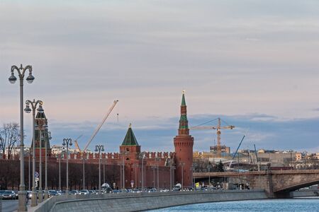 View of the Moscow Kremlin from the Vodovzvodnaya tower, Russiaのeditorial素材