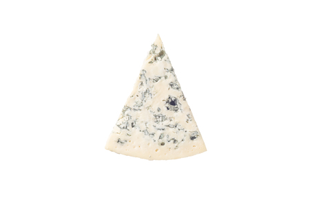 Wedge of soft blue cheese with mold isolated on white background. Top viewの写真素材