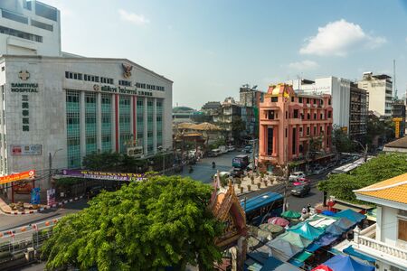 BANGKOK, THAILAND - February 14, 2019 View to the buildings and streets of Bangkok city, Thailand in...
