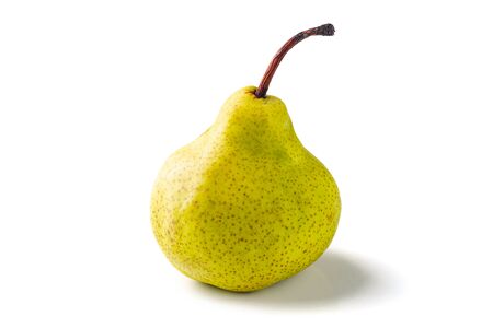 Green pear fruit isolated on white with clipping pathの写真素材