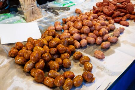 Candy Quail Egg is a dessert made of potatoes mixed with fried flour in oil, street food, Thai desserts.の写真素材