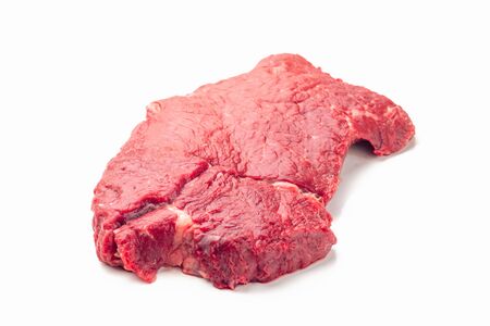 Clean very fresh raw casserole beef steak isolated on white background.の写真素材