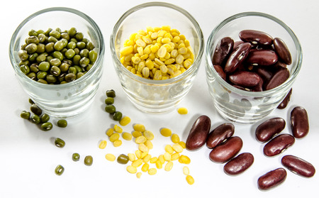 three color bean on white 
