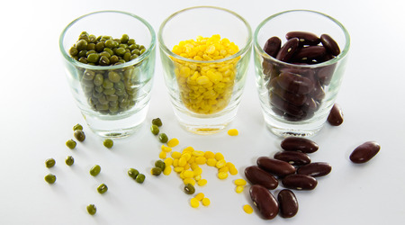 three color bean on white backgroundの写真素材