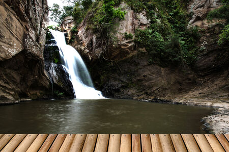Chattrakan Waterfall in Thailand water fall in deep forest at border of Phitsanulok province Thailand .の写真素材