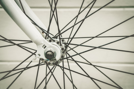 close up of bicycle wheels prosecc in vintage retro styleの写真素材