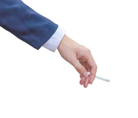 business man hand hold cigaretteの写真素材