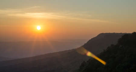 sunset on mountain landscapeの写真素材