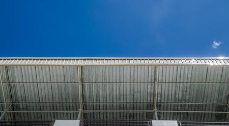 steel roof on blue sky background