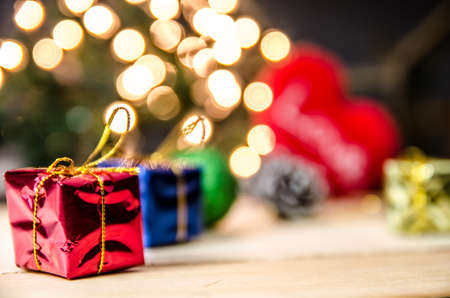 christmas gift boxes decor on light backgroundの写真素材