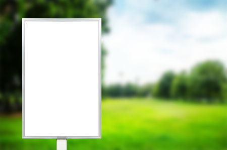 empty billboard with blur park backgroundの写真素材
