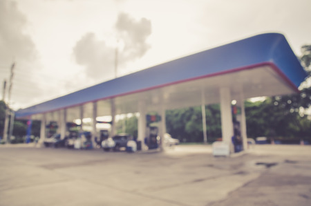 blurred oil station with color filterの写真素材