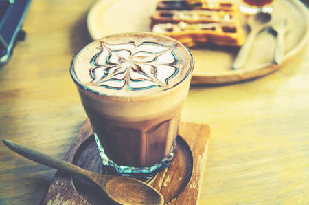 latte art coffee cupの写真素材