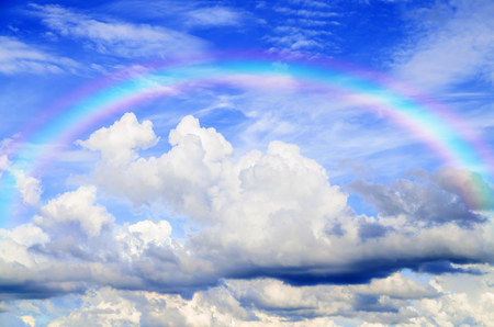 beautiful rainbow in the skyの写真素材