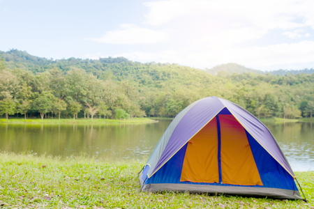 Dome tent camping at National Park, Thailandの写真素材