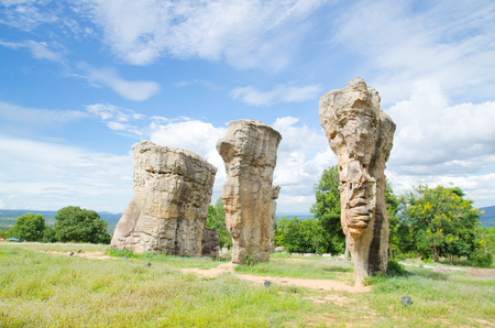 Abstract background of beautiful nature during sunrise time at Stonehenge of Thailand , MOR HIN KHAOW CHAIYAPHUMの写真素材