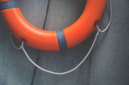 Orange lifebuoy,All Water rescue emergency equipment.の写真素材