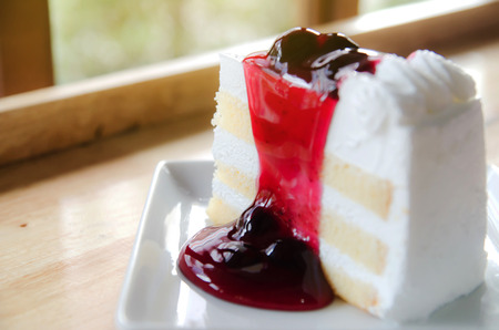 Blueberry cake with Blueberry topping and Blueberry fruitsの写真素材