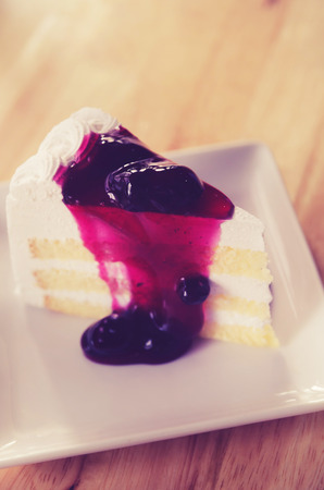 Blueberry cake with Blueberry topping and Blueberry fruitsの写真素材