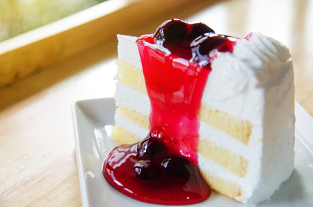 Blueberry cake with Blueberry topping and Blueberry fruitsの写真素材