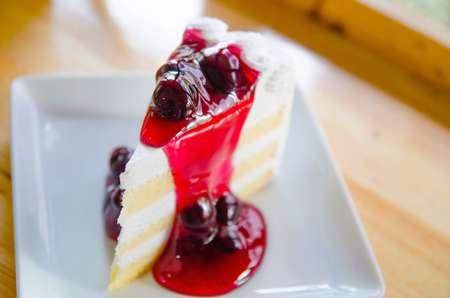 Blueberry cake with Blueberry topping and Blueberry fruitsの写真素材