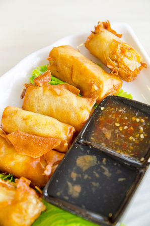 Fried Chinese Traditional Spring rolls foodの写真素材