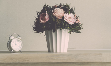 vintage flower in flower pot process in vintage toneの写真素材