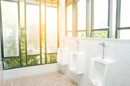 Modern beauty toilet interior with marble tiles (bathroom, toilet)の写真素材