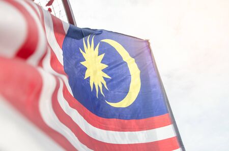 malesia flag on blue skyの写真素材