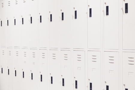 row of white locker to storageの写真素材