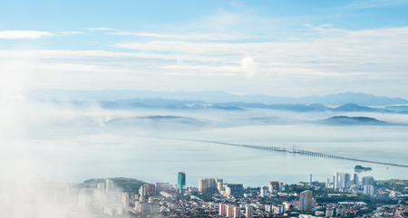 view point Panorama of Penang ( Georgetown ) in Malaysia seen from Penang Hill