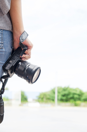 Woman Photography Camera Nature Environment Conceptの写真素材