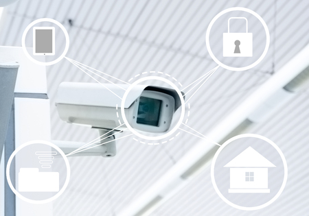 Security, CCTV camera internet of thing share file online smart home の写真素材