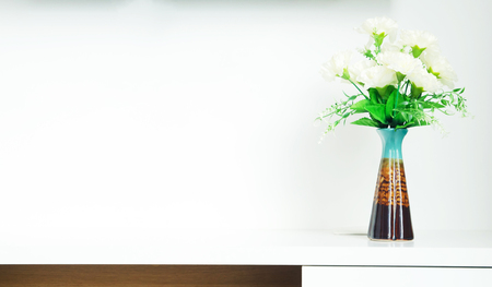 dry flower in steel can decoration in coffee shop on wood tableの写真素材