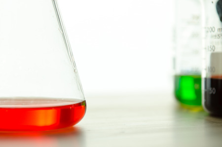 Vacutainer or test tube in lab on tableの写真素材