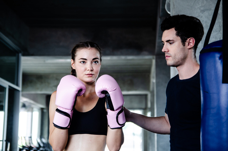 Attractive Female Boxer At Trainingの写真素材