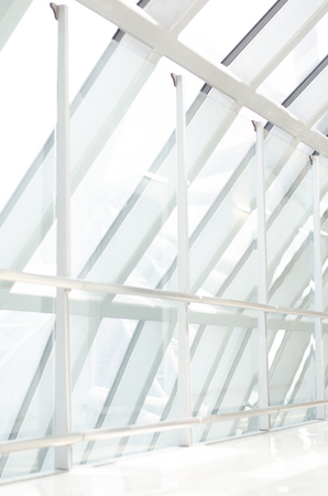 Transparent glass ceiling subway station , Airport ,Modern Building  with curving roof and glass steel column.の写真素材