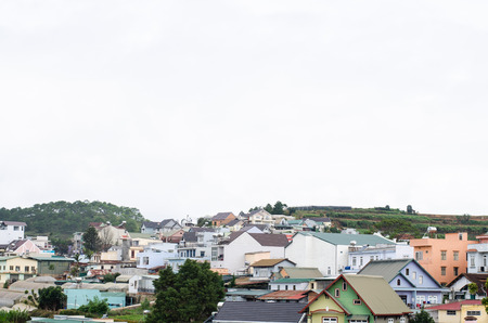 Dalat city, Vietnam, View of many houses from hill, The architecture of Dalat, Cityscape, Panorama landscape. a Lat (Dalat) is famous for its wide variety of flowers, vegetables and fruit.の写真素材