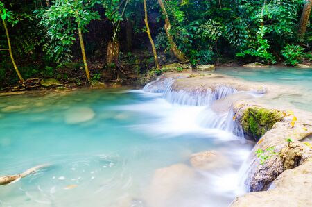 waterfall in deep forest , thailandの写真素材