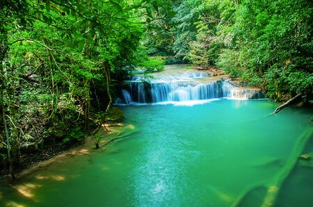waterfall in deep forest , thailandの写真素材