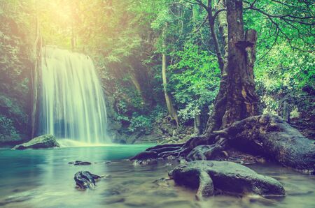 waterfall in deep forest , thailandの写真素材