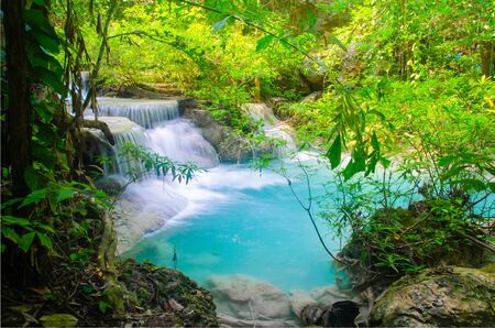 waterfall in deep forest , thailandの写真素材