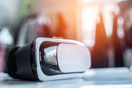 vr goggles on top of tableの写真素材