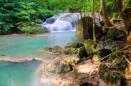 waterfall in deep forest , thailandの写真素材